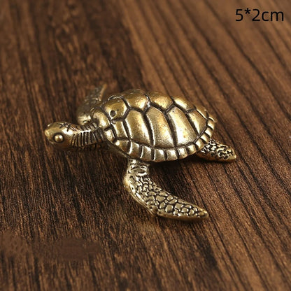 Vintage Brass Turtle Figurine Set - 2pcs
