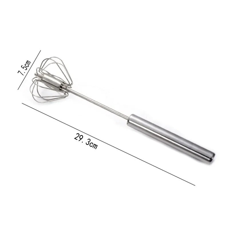 Semi-Automatic Stainless Steel Egg Beater – Hand Push Rotary Whisk