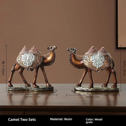 Ornate Camel Duo Figurines (Set of 2)
