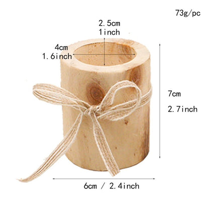Rustic Wooden Candle Holder Set – 3pcs, 2 Styles