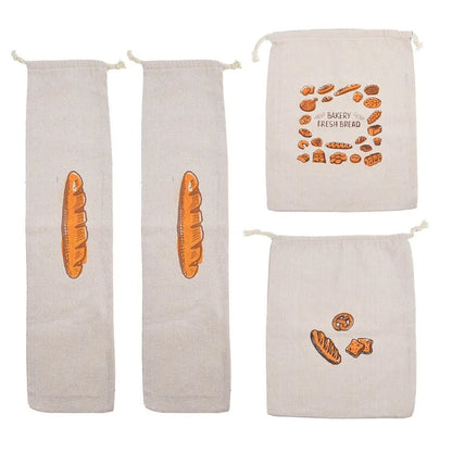 4pc Reusable Linen Bread Storage Bags
