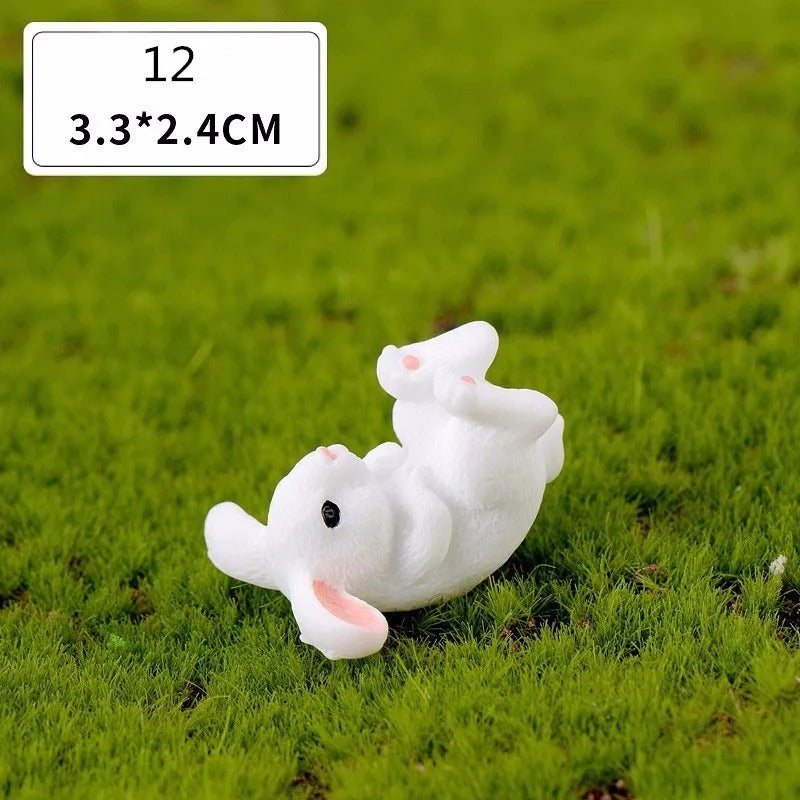 12-Piece Mini Bunny Figurine Set