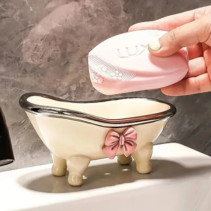 2Pcs Bathtub Style Soap Holder Tray