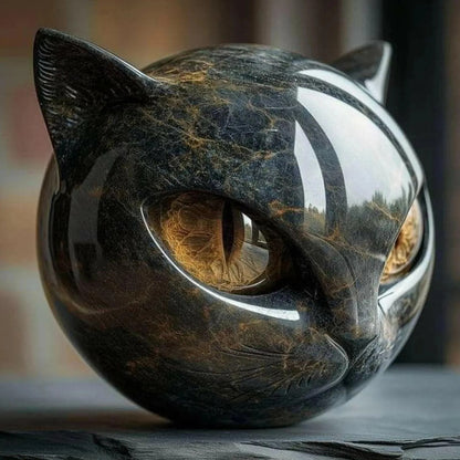 Black Cat Stone Figurine