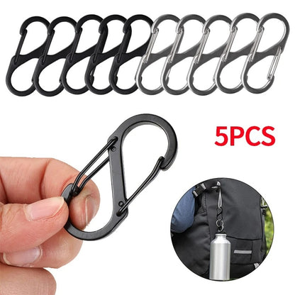 5PCS Mini Tactical S-Type Carabiner Clips