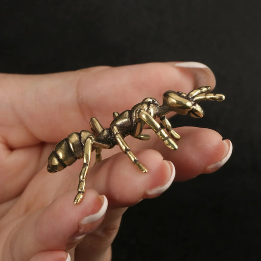Brass Ant Figurine – Miniature Vintage Desk Ornament