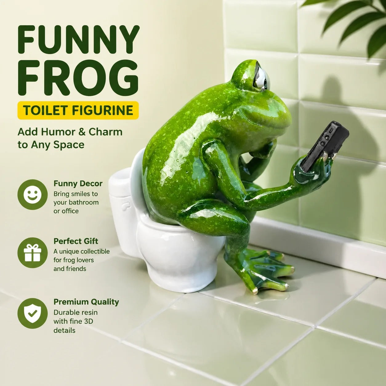 Frog on Toilet with Phone
