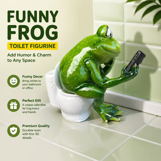 Frog on Toilet with Phone