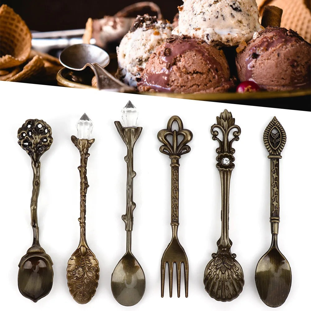 6-Piece Vintage Cutlery Set – Zinc Alloy Spoons