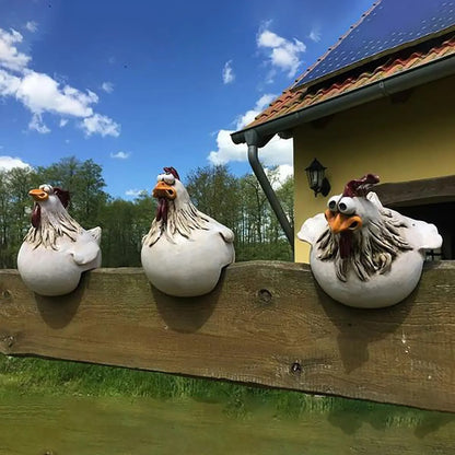 Funny Chicken Fence Decor