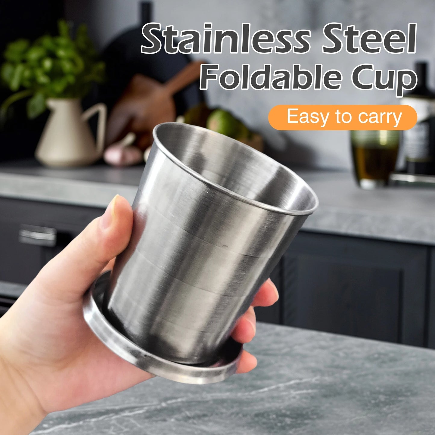 Portable Folding Stainless Steel Drinking Cup