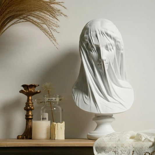 Veiled Lady Bust Statue – Classic Greek Roman Goddess Sculpture