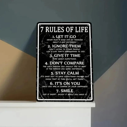 7 Rules of Life Metal Wall Sign