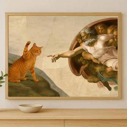 Creation of Adam Orange Cat Canvas Wall Art Print (No Frame)