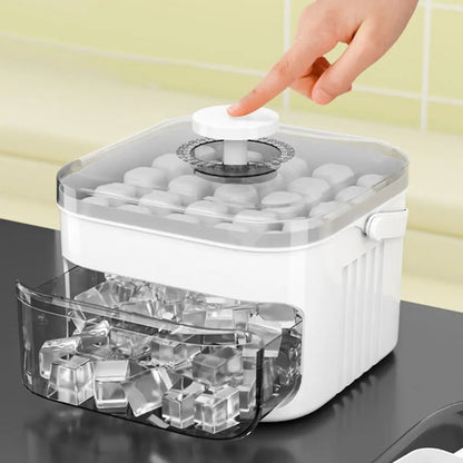Easy Press Ice Cube Maker with Storage Box