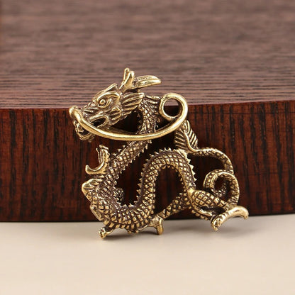 Retro Brass Dragon Figurine – Wealth & Prosperity Decor