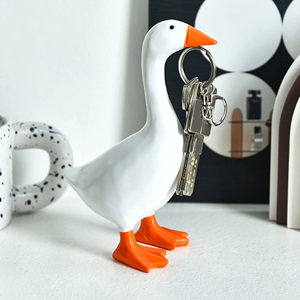 White Goose Key Holder Figurine