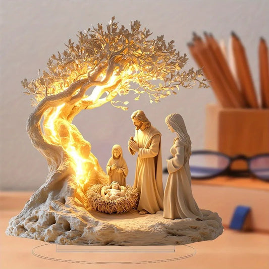 Acrylic Nativity Scene Light-Up Christmas Decor