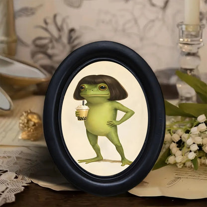 Funny Bubble Tea Frog Wall Decor