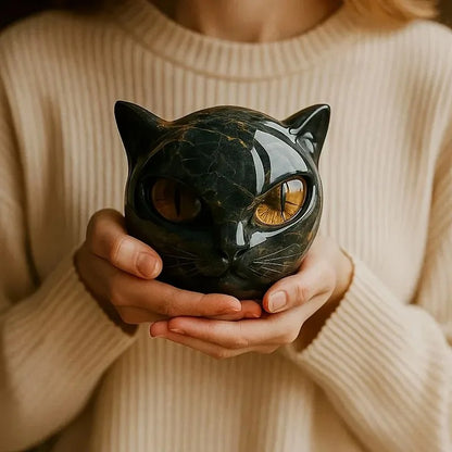 Black Cat Stone Figurine