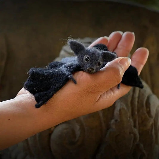 Needle Felted Bat – Handmade Halloween Animal Decor