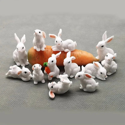 12-Piece Mini Bunny Figurine Set