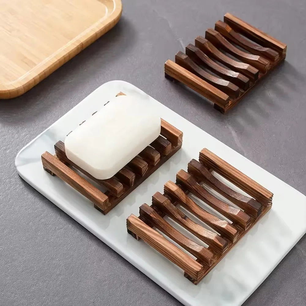 2Pcs Natural Wooden Soap Trays