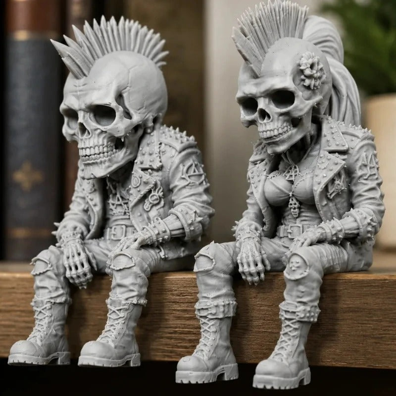 Gothic Punk Skeleton Couple Figurine Set