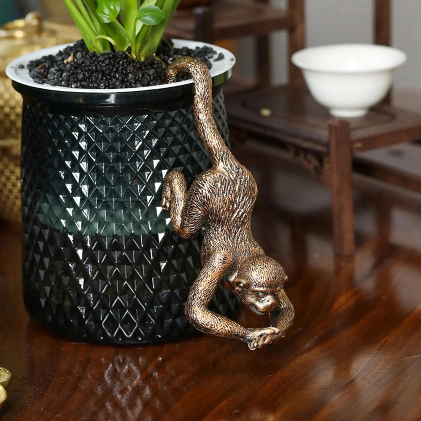 Hanging Bonsai Monkey Statue – Resin Garden & Home Decor