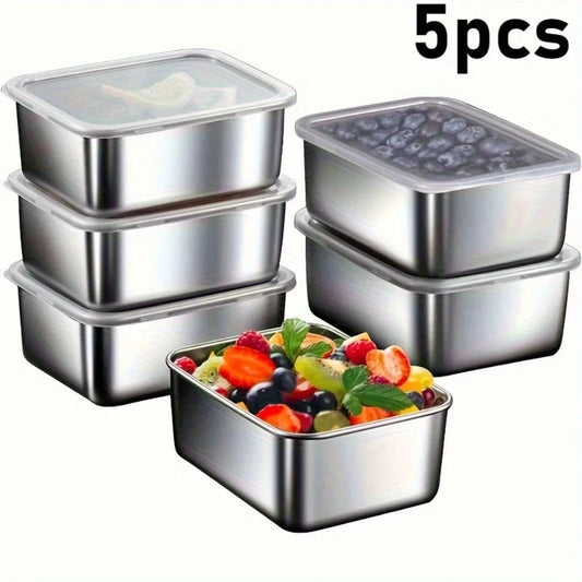 5-Piece Stainless Steel Food Storage Containers Set