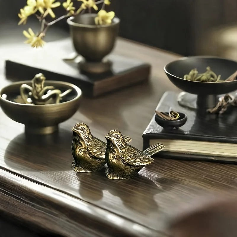 Mini Brass Sparrow Figurines - 2 (PCS)