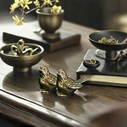 Mini Brass Sparrow Figurines - 2 (PCS)