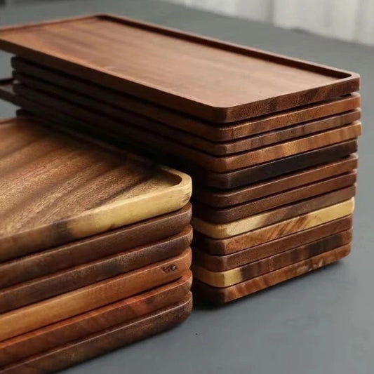 Natural Wooden Serving Rectangular Tray - 1pc