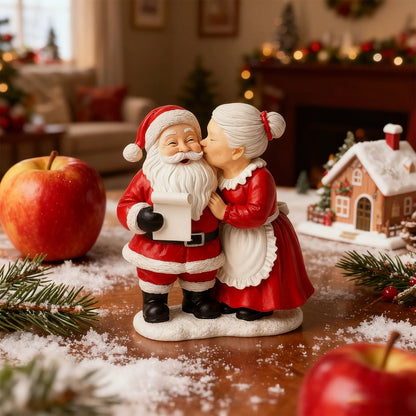 Mini Santa & Mrs. Claus Kissing Figurine