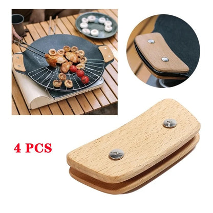 4PCS Wooden Grill Pan Handles – Heat-Resistant Anti-Scald Grips