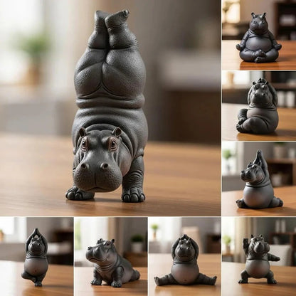 Yoga Hippo Statue Home & Office Decor - Set 8 Pieces