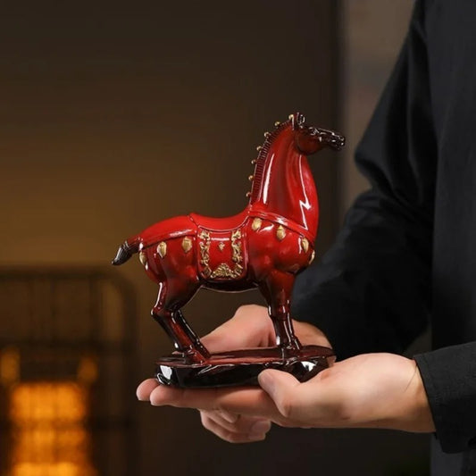 Luxury Red Horse Sculpture