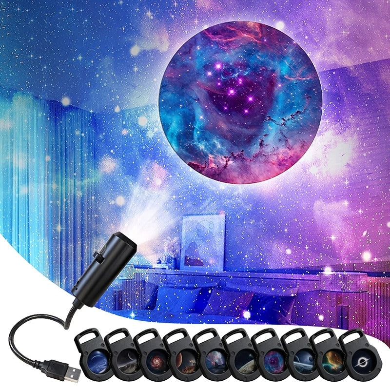 LED Galaxy Projector Night Light with 10 Interchangeable Space Films