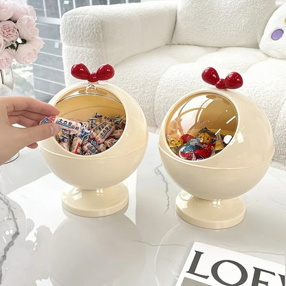 Cute Round Candy Storage Box with Transparent Lid