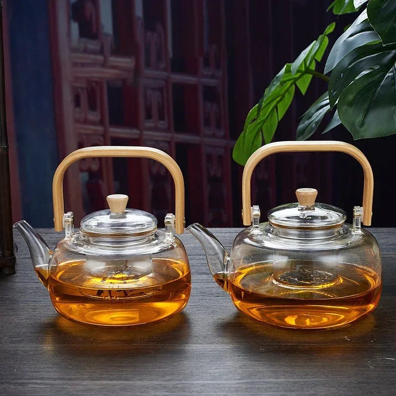 1000ml Glass Teapot with Wood Handle