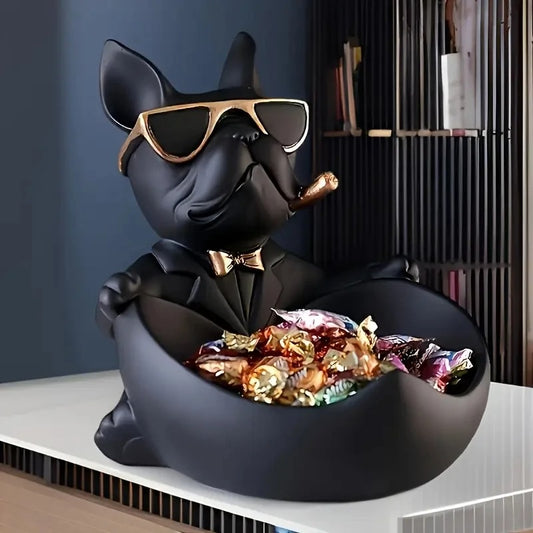 Cool Bulldog Storage Statue with Sunglasses