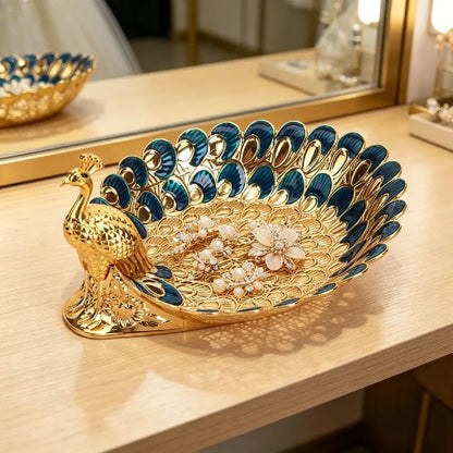 Luxury Golden Peacock Decorative Tray