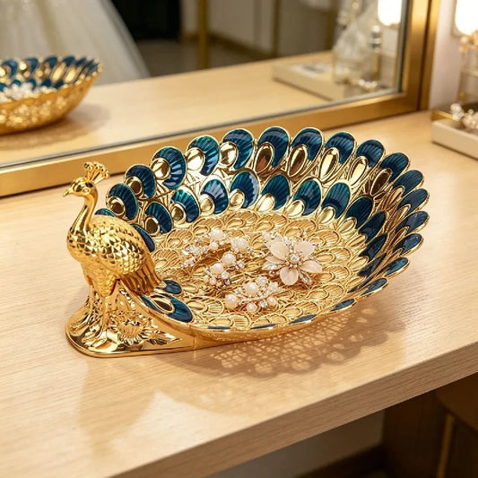 Luxury Golden Peacock Decorative Tray