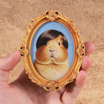 Vintage Wooden Guinea Pig Fridge Magnet Photo Frame