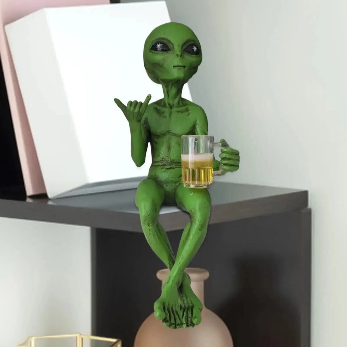 Funny Alien Statue with Beer Mug