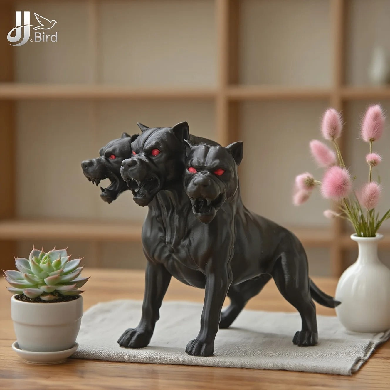 Gothic Three-Headed Dog Statue