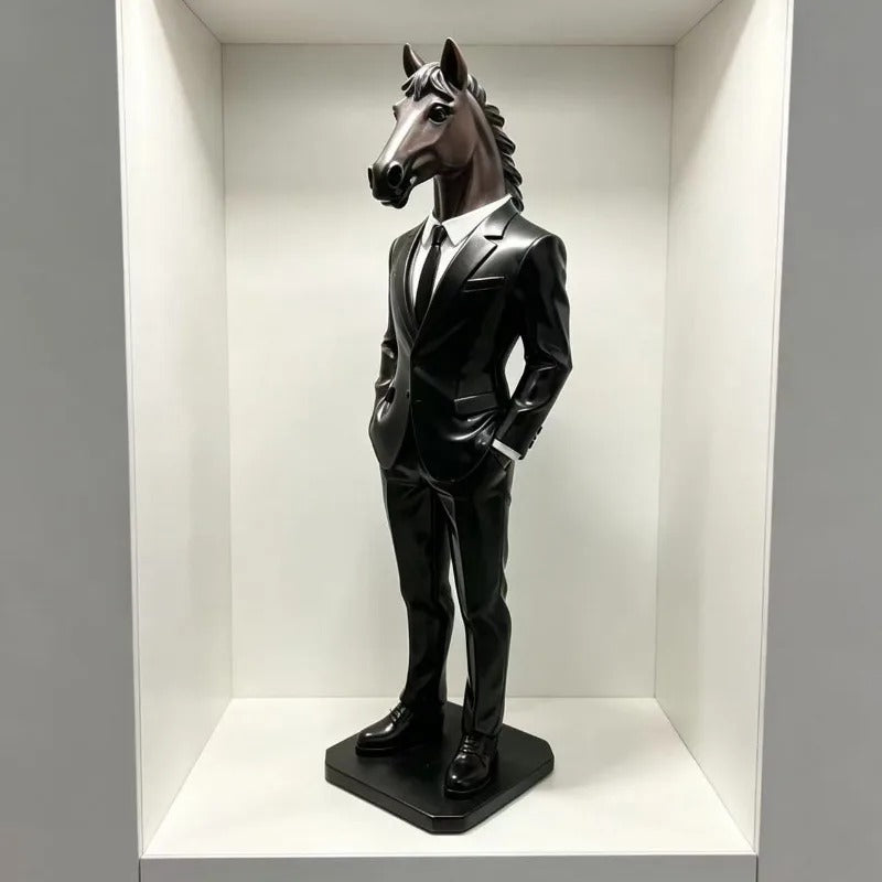 Elegant Horse Statue with Suit