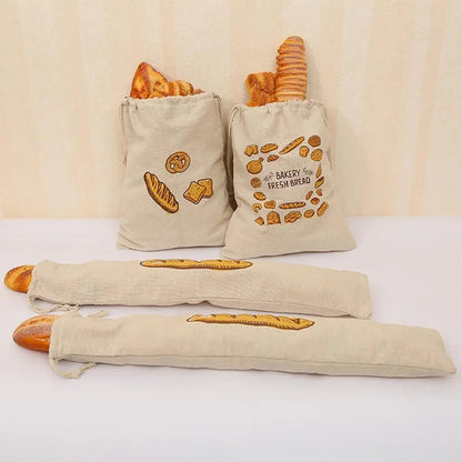 4-Piece Linen Bread Bag Set