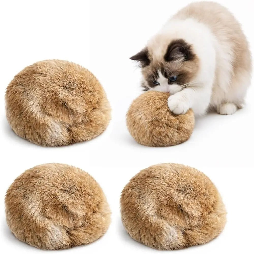 Fluffy Rabbit Fur Cat Toy Ball