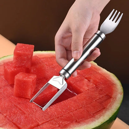 2-in-1 Stainless Steel Watermelon Cutter & Fruit Fork
